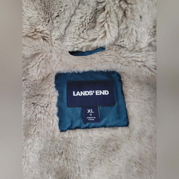Land's End faux fur teal coat - Picture 6 of 6
